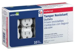 Leviton 15 A 125 V 5-15R White Thermoplastic Tamper Resistant Outlet 10 ga.
