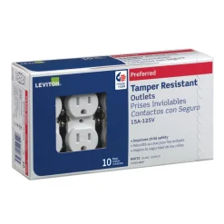 Leviton 15 A 125 V 5-15R White Thermoplastic Tamper Resistant Outlet 10 ga.