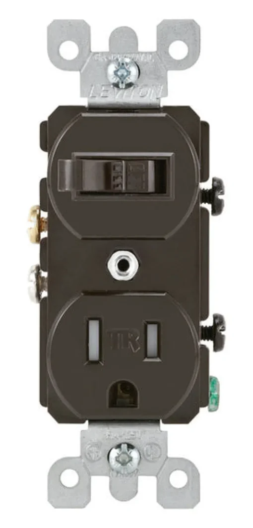 Leviton 15 amps 120 V Brown Combination Switch/Outlet 5-15R 1 pk