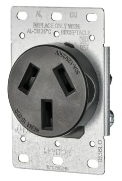 Leviton 50 amps 125/250 V Duplex Black Outlet 10-50R 1 pk