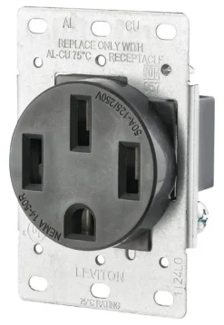 Leviton 50 amps 125/250 V Duplex Black Outlet 14-50R 1 pk