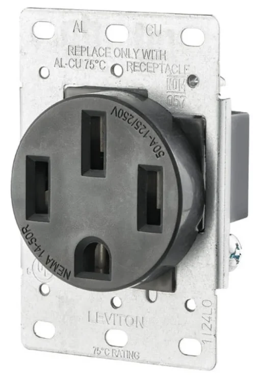 Leviton 50 amps 125/250 V Duplex Black Outlet 14-50R 1 pk