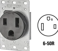 Leviton 50 amps 250 V Duplex Black Outlet 6-50R 1 pk