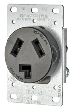 Leviton 30 amps 125/250 V Duplex Black Outlet 10-30R 1 pk