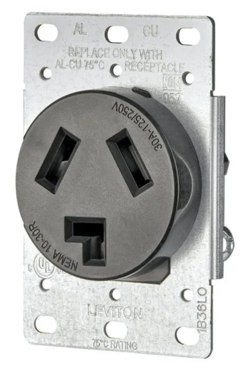 Leviton 30 amps 125/250 V Duplex Black Outlet 10-30R 1 pk