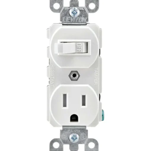 Leviton 15 amps 125 V Duplex White Combination Switch/Outlet 5-15R 1 pk