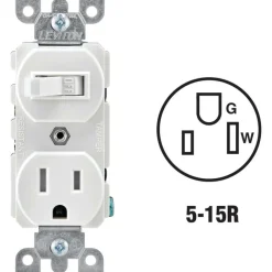 Leviton 15 amps 125 V Duplex White Combination Switch/Outlet 5-15R 1 pk