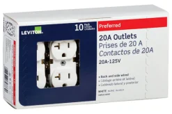 Leviton 20 amps 125 V Duplex White Outlet 5-20R 10 pk