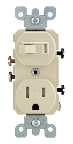 Leviton 15 amps 125 V Ivory Combination Switch/Outlet 5-15R 1 pk