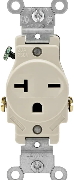 Leviton 20 amps 250 V Single Light Almond Outlet 6-20R 1 pk