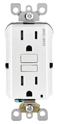 Leviton 15 amps 125 V White AFCI/GFCI Dual Function Outlet 5-15R 1 pk