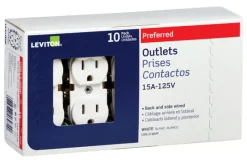 Leviton 15 amps 125 V White Outlet 5-15R 10 pk