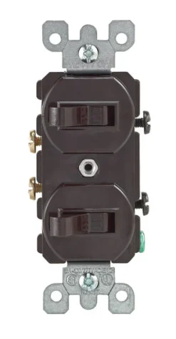 Leviton 15 amps Single Pole Toggle Switch Brown 1 pk
