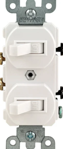 Leviton 15 amps Single Pole Toggle Switch White 1 pk