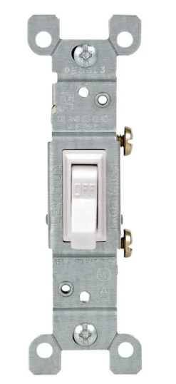 Leviton 15 amps Single Pole Toggle Switch White 1 pk (Pack of 10)