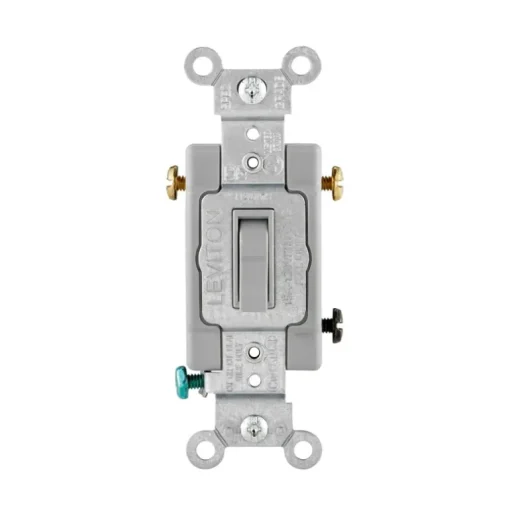 Leviton 15 amps Three Pole Toggle AC Quiet Switch Gray 1 pk