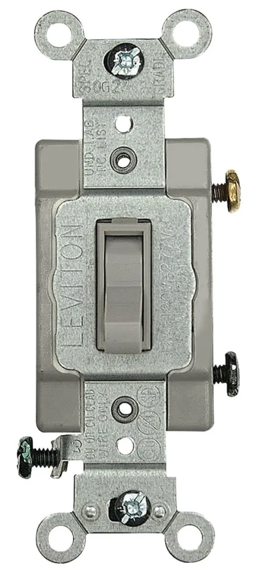 Leviton 15 amps Three Pole Toggle AC Quiet Switch Gray 1 pk