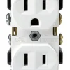 Leviton 15A 125V NEMA 5-15R 14 to 10 ga. White Thermoplastic Outlet 4.06 H x 1.35 W x 1.08 D in.