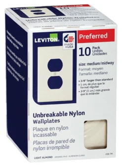 Leviton Almond 1 gang Thermoplastic Nylon Duplex Wall Plate 10 pk