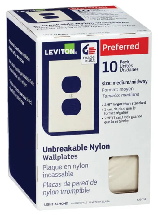 Leviton Almond 1 gang Thermoplastic Nylon Duplex Wall Plate 10 pk