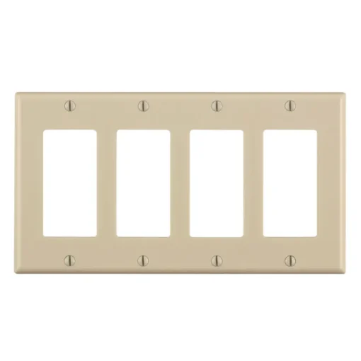 Leviton Almond 4 gang Thermoset Plastic Decorator Wall Plate 1 pk