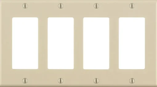 Leviton Almond 4 gang Thermoset Plastic Decorator Wall Plate 1 pk