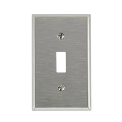 Leviton Antimicrobial Powder Coated Gray 1 gang Stainless Steel Toggle Wall Plate 1 pk