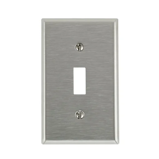 Leviton Antimicrobial Powder Coated Gray 1 gang Stainless Steel Toggle Wall Plate 1 pk