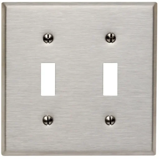 Leviton Antimicrobial Powder Coated Gray 2 gang Stainless Steel Toggle Wall Plate 1 pk