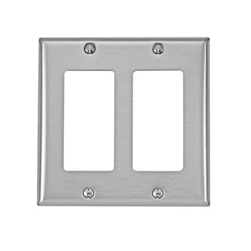 Leviton Antimicrobial Powder Coated Gray 2 gang Stainless Steel Decorator Wall Plate 1 pk