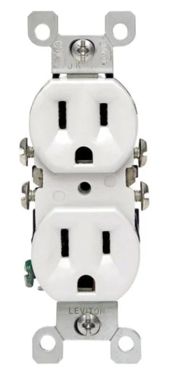 Leviton CO/ALR 15 amps 125 V Duplex White Outlet 5-15R 1 pk