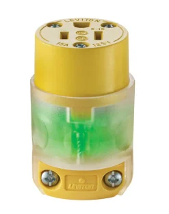 Leviton Commercial and Residential Vinyl Lighted Lighted Connector 5-15R 18-12 AWG 2 Pole 3 Wire