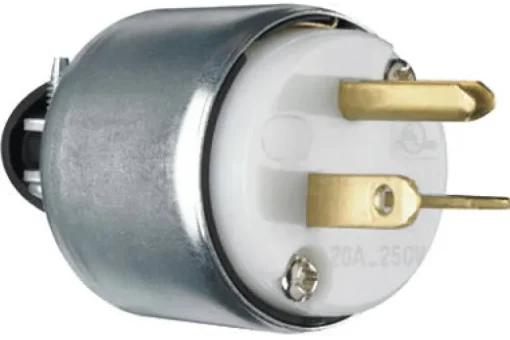 Leviton Commercial Armored Ground/Straight Blade Plug 6-20P 18-12 AWG 2 Pole 3 Wire