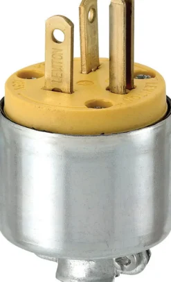 Leviton Commercial Armored Ground/Straight Blade Plug 5-20P 18-12 AWG 2 Pole 3 Wire