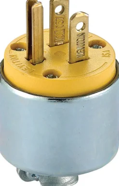 Leviton Commercial Armored Ground/Straight Blade Plug 5-15P 18-12 AWG 2 Pole 3 Wire