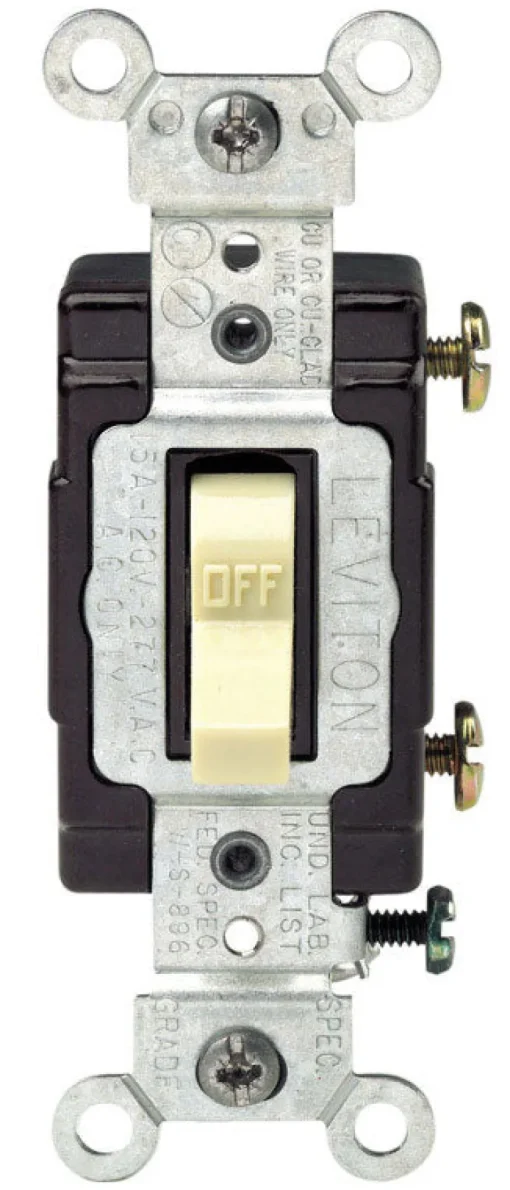 Leviton Commercial Illuminated 15 amps Toggle Switch Ivory 1 pk