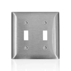 Leviton C-Series Satin Silver 2 gang Stainless Steel Toggle Wall Plate 1 pk