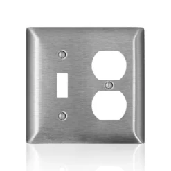 Leviton C-Series Satin Silver 2 gang Stainless Steel Duplex/Toggle Wall Plate 1 pk