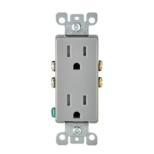 Leviton Decora 15 amps 125 volt Duplex Gray Outlet 5-15R 1 pk