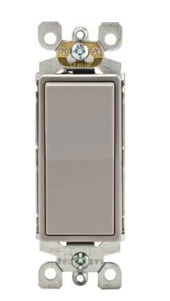 Leviton Decora 15 amps Single Pole Rocker AC Quiet Switch Gray 1 pk