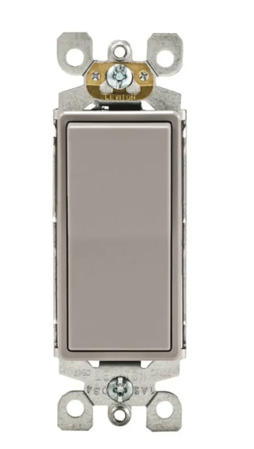 Leviton Decora 15 amps Single Pole Rocker AC Quiet Switch Gray 1 pk