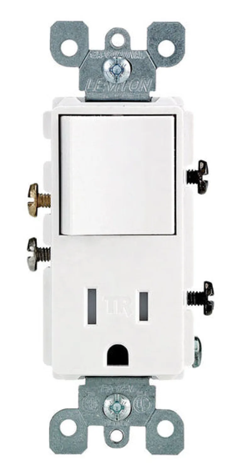 Leviton Decora 15A 125V NEMA 5-15R 3-Wires White Nylon Tamper-Resistant Combination Switch/Outlet