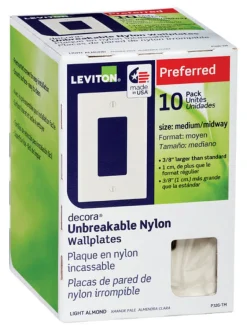 Leviton Decora Almond 1 gang Thermoplastic Nylon Decorator Wall Plate 10 pk