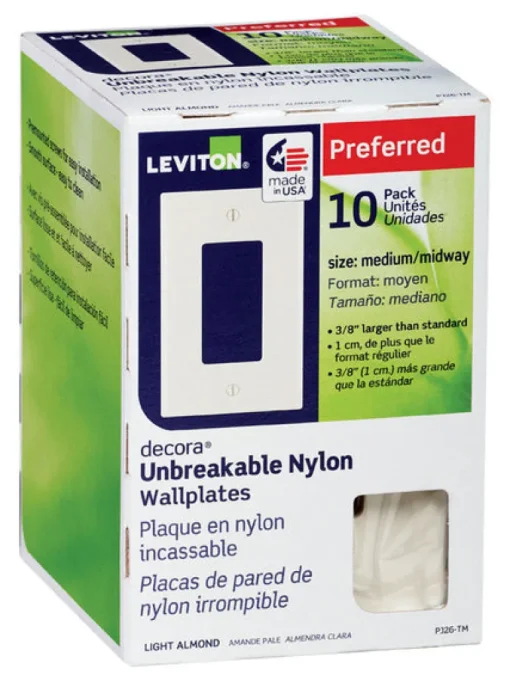 Leviton Decora Almond 1 gang Thermoplastic Nylon Decorator Wall Plate 10 pk