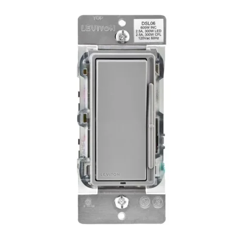 Leviton Decora Light Gray 3A 120V 600W Thermoplastic 1-Pole Rocker Dimmer