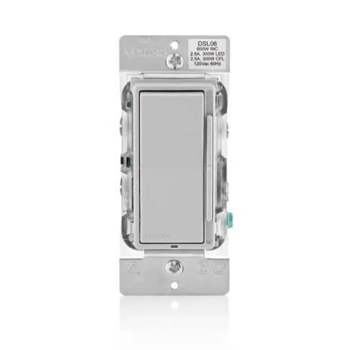 Leviton Decora Light Gray 3A 120V 600W Thermoplastic 1-Pole Rocker Dimmer