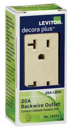 Leviton Decora Plus 20 amps 125 V Duplex Ivory Outlet 5-20R 1 pk