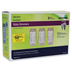Leviton Decora SureSlide White 600 W Slide Dimmer Switch 3 pk
