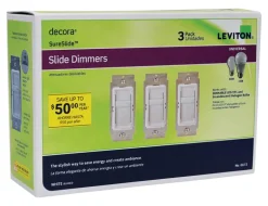 Leviton Decora SureSlide White 600 W Slide Dimmer Switch 3 pk