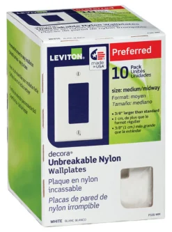 Leviton Decora White 1 gang Thermoplastic Nylon Decorator Wall Plate 10 pk